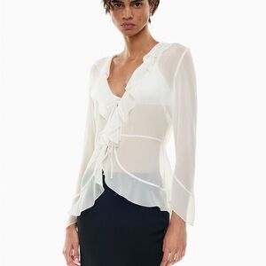 Elegant White Ruffled Women's Top